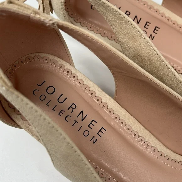 Journee Collection Bindi Nude Kitten Heel Bow and Tassels Side‎ Cutouts Pump 11 - Picture 10 of 16